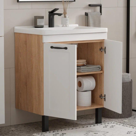 Lago 70.2D (Миранда/Фостер) тумба EQUIL [tnLAGO70.2D-04], Белый матовый/Дуб сонома