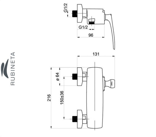 Фото Rubineta AERO-12 для ванны настенный