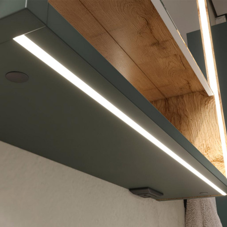 Gleam 60.1D зеркало-шкаф EQUIL [szGLEAM.LED.60.1D-34], Зеленый камень/Дуб вотан