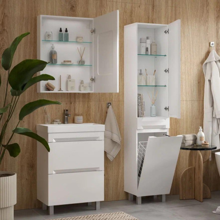 Corner LED 60 зеркало-шкаф EQUIL [szCORNER60.R], с часами, правый