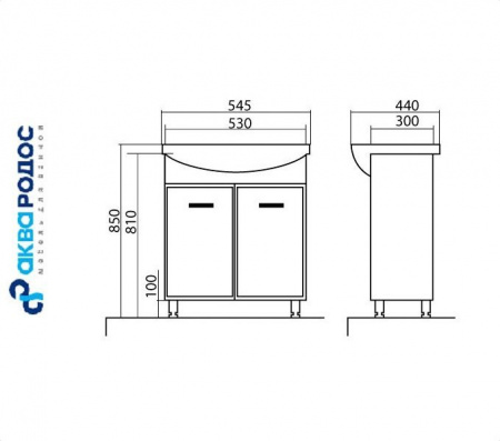 ДЕКОР 55 тумба Аква Родос с умывальником НОВА 55 (ОР0000567)