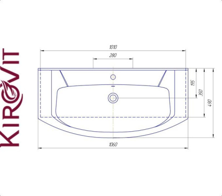 ЭЛЕГАНС 105 Kirovit. Умывальник мебельный к тумбе.
