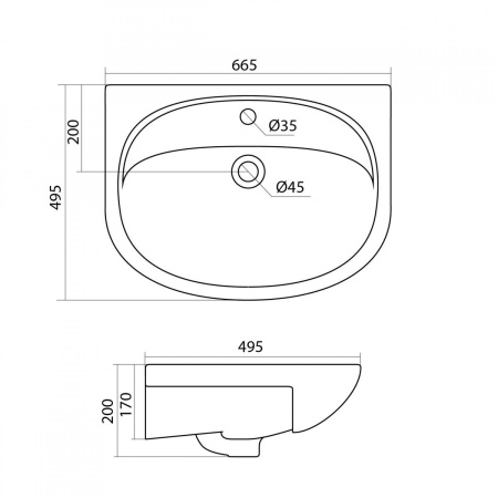 СТЕЛЛА 65 Santek.Умывальник мебельный к тумбе.
