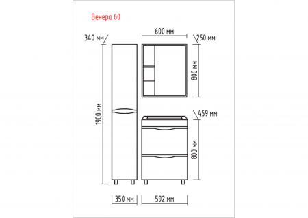 ВЕНЕРА 60 зеркало-шкаф Misty (П-Внр04060-25СвЛ) Фото