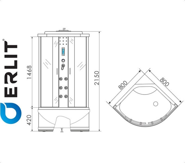 Душевая кабина ERLIT ER 4508TP-C4 для ванной комнаты