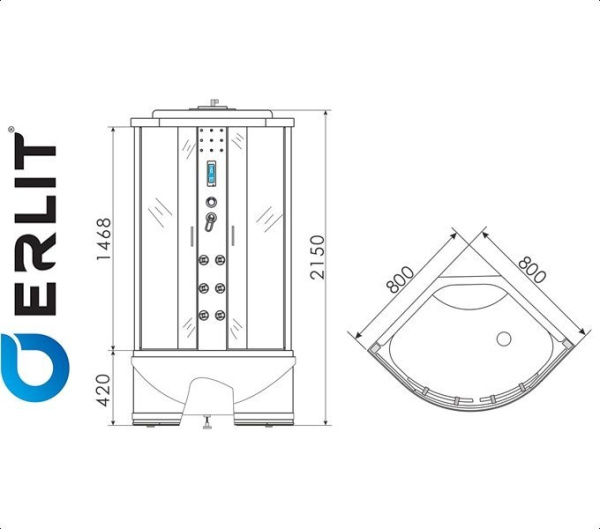 Фото Душевая кабина ERLIT ER 4508TP-C3 для ванной комнаты