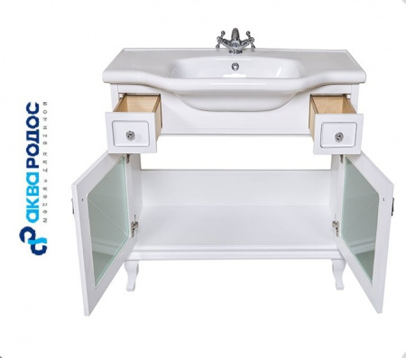 БЕАТРИЧЕ ЛЮКС 100 патина хром тумба Аква Родос с умывальником Нью Классик (АР0001841)