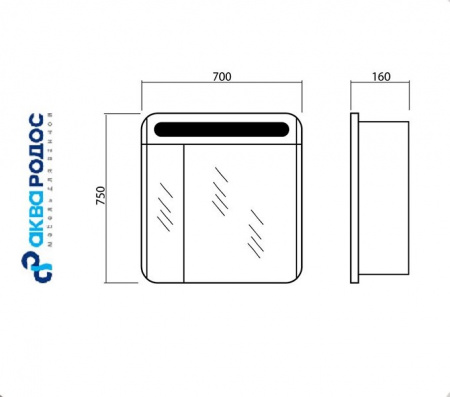 АВАЛОН 70 зеркало-шкаф Аква Родос (АР0001533) Фото