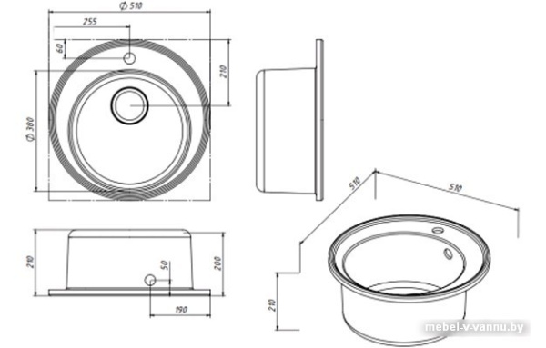 Фото Кухонная мойка Belux BRG-51-01 (черно-серый)