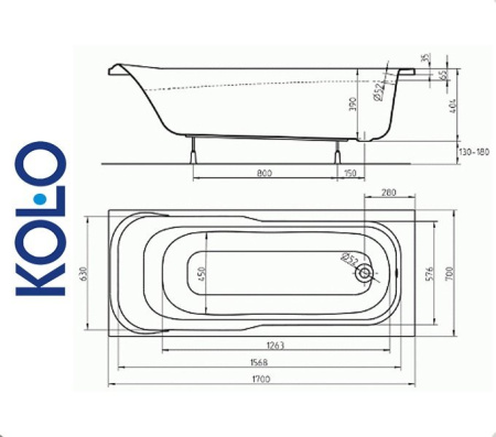 Ванна прямоугольная Kolo SENSA 170x70 Фото