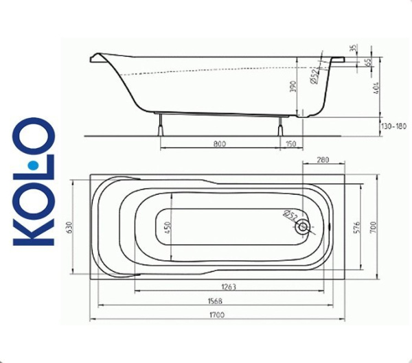 Фото Ванна прямоугольная Kolo SENSA 170x70