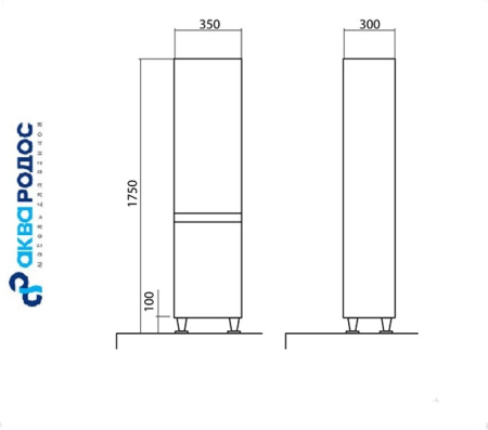 АКЦЕНТ 35 (R) каштан  шкаф-пенал Аква Родос (АР0002409) Фото