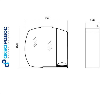 ГЛОРИЯ ZGLP 75 (R) зеркало Аква Родос (АР0002086)