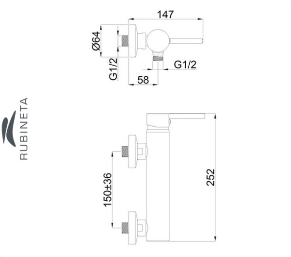 Фото Rubineta ULTRA-12 для ванны настенный