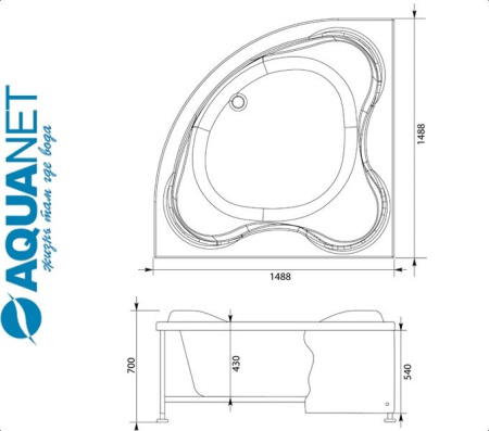 Ванна угловая Акванет ARONA 150 Фото