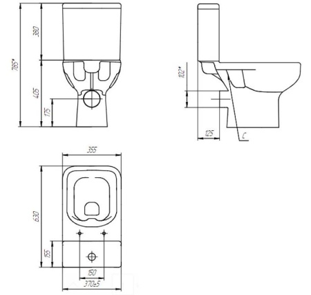 Cersanit COLOUR Clean On 011 унитаз Компакт напольный [S-KO-COL011-3/5-COn-DL-w]