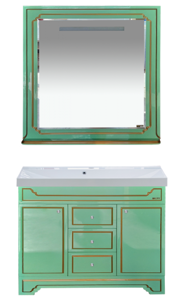 Фото PRAGA -105 тумба Misty с 3 ящ.салатовая /патина Л-Пра01105-0733Я