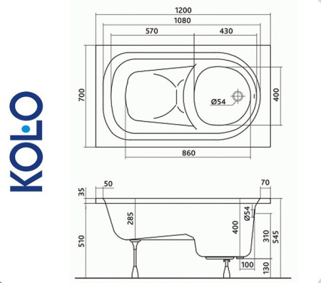 Ванна прямоугольная Kolo DIUNA 120x70