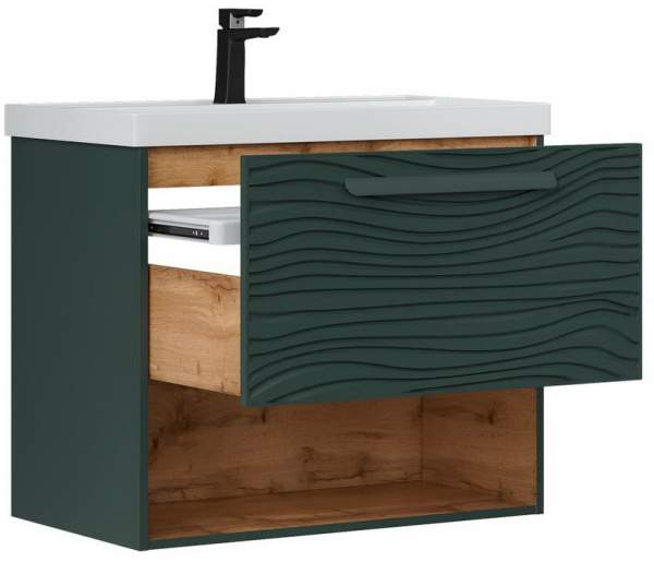 Gleam 80.1Y тумба EQUIL [tpGLEAM80.1Y.N-34], Зеленый камень/Дуб вотан, с нишей