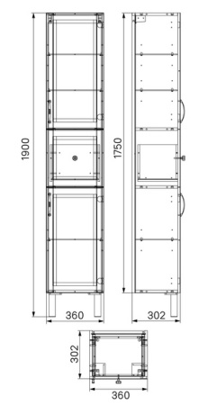 Oxford, ID Шкаф-пенал 36 см IDDIS [OXF36L0i97], Светло-серый