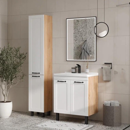 Lago 60.2D (Миранда) тумба EQUIL [tnLAGO60.2D-04], Белый матовый/Дуб сонома