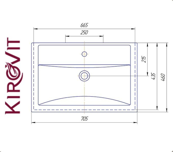 ФОСТЕР 70 Kirovit. Умывальник мебельный к тумбе.