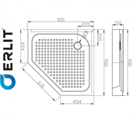 Душевой поддон ER 90V для ванной комнаты Фото