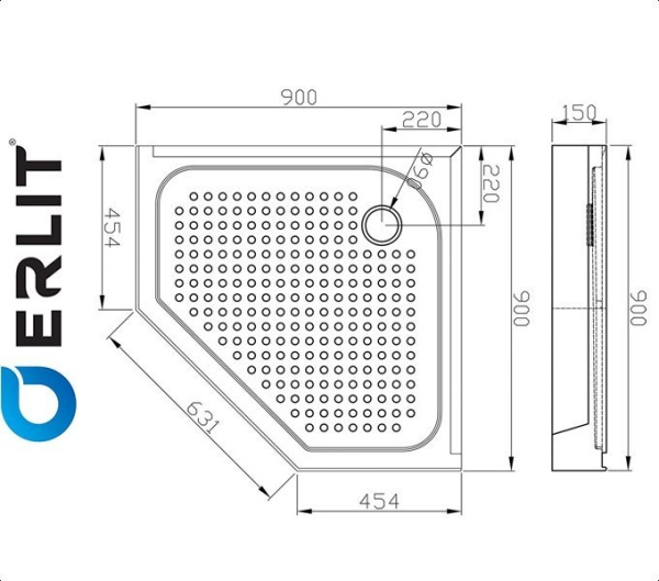 Фото Душевой поддон ER 90V для ванной комнаты
