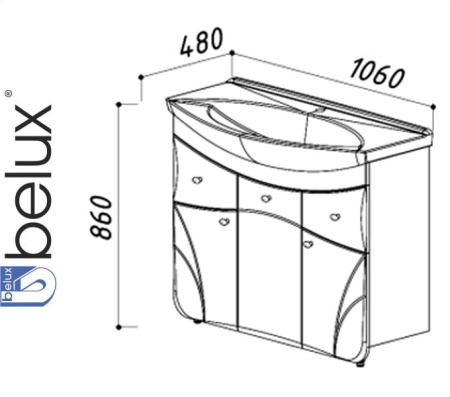 МОДЕНА Н 100-02 (555) тумба Белюкс под умывальник (4810924246806) Фото