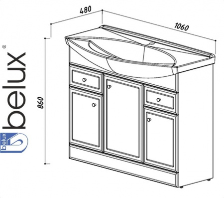 АДАЖИО Н 105-02 (555) тумба Белюкс под умывальник (4810924246790) Фото