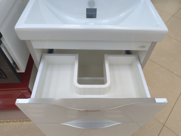 Фото ФЕСТ 80 Тумба 2 ящ. Белая Краска Стекло П-Фст01080-52102Я