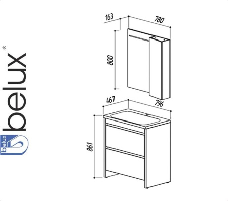 Набор Белюкс МАДРИД 800-02 Мебель для ванной комнаты Фото