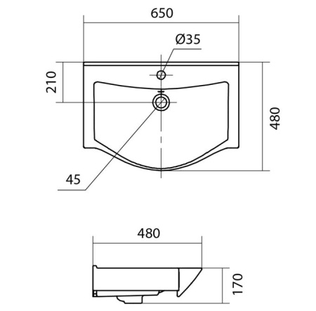 БЕВЕРЛИ 65 Santek. Умывальник мебельный к тумбе (1WH302501)
