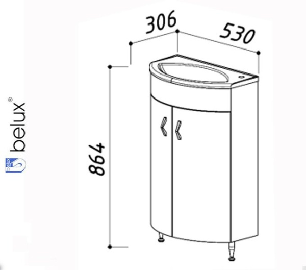 МИКРО М-500 Белюкс. Умывальник мебельный к тумбе.