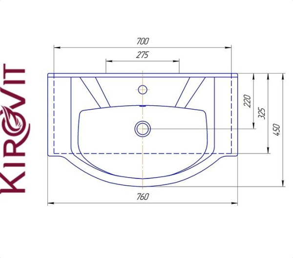 ЭЛЕГАНС 75 Kirovit. Умывальник мебельный к тумбе.