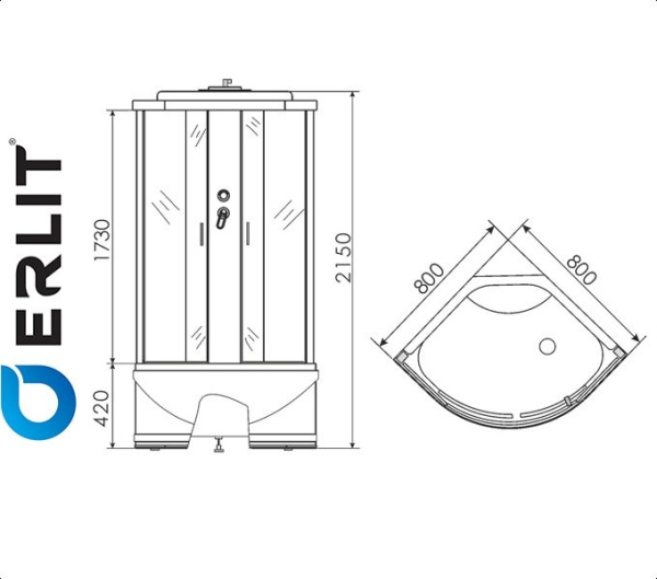 Фото Erlit ER3508TP-C3 душевая кабина (белая/матовые)
