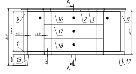 ТОЛЕДО Н 150-03 (1) тумба Белюкс под умывальник (4810924256720)