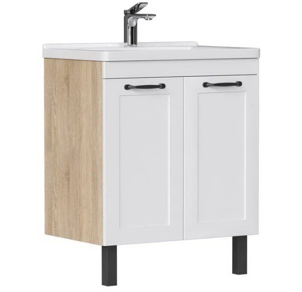 Lago 60.2D (Миранда) тумба EQUIL [tnLAGO60.2D-04], Белый матовый/Дуб сонома