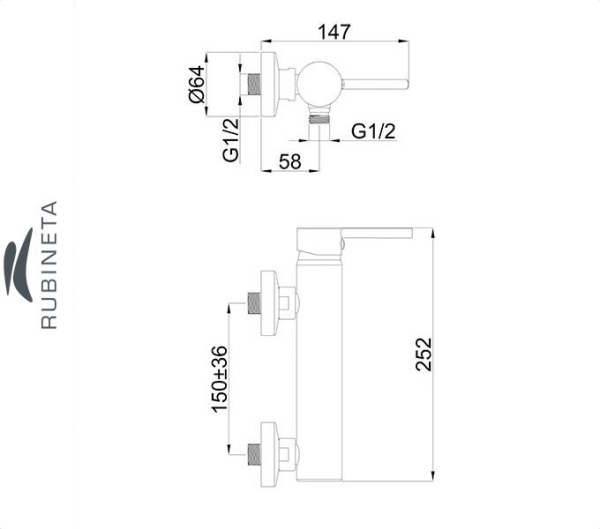 Фото Rubineta ULTRA-12/K для ванны настенный