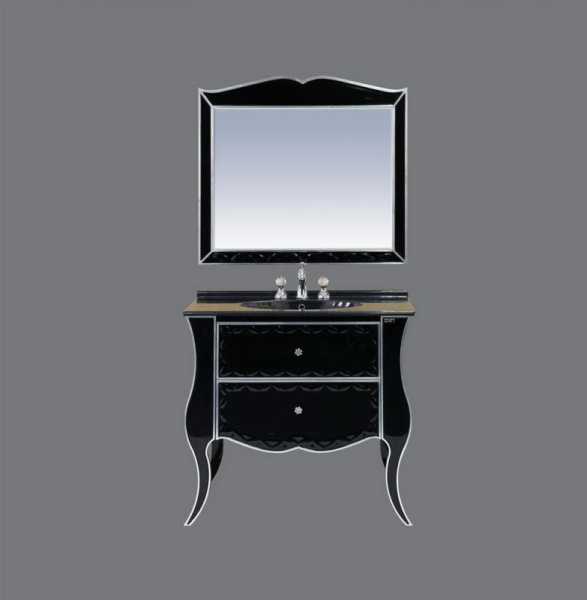 Фото АНЖЕЛИКА 100 Тумба черная с серебром с 2 ящ./столешница Л-Анж01100-4212Я