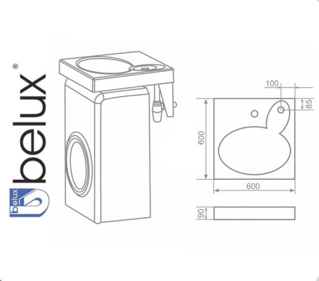 IDEA ID-600 Белюкс. Умывальник на стиральную машину.