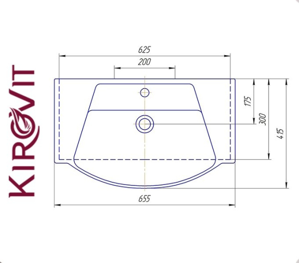 МОНРО 65 Kirovit. Умывальник мебельный к тумбе.