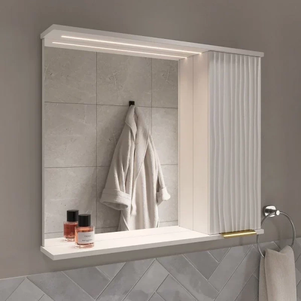 LottyGold 80 зеркало VOLNA [zsLOTTYGD80.R-04], правый, Белый матовый