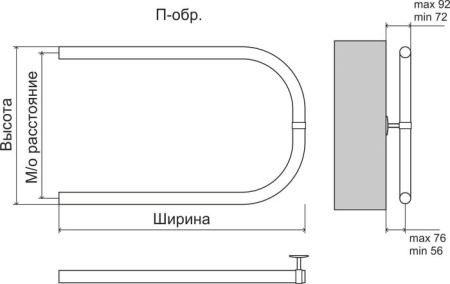 Полотенцесушитель TERMINUS Эконом П-обр AISI 32x2 (500x600)