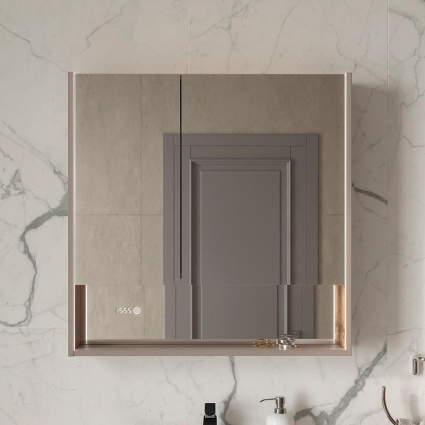 Gleam 80.2D зеркало-шкаф EQUIL [szGLEAM.LED.80.2D-25], Амарок/Дуб вотан