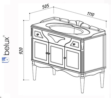 КЛЕВЕР КЕ-1100 Белюкс. Умывальник мебельный к тумбе.