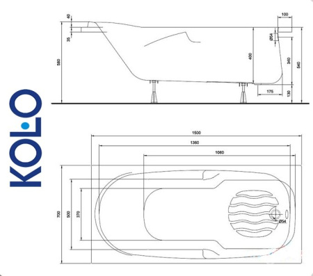 Ванна прямоугольная Kolo DIUNA 150x70