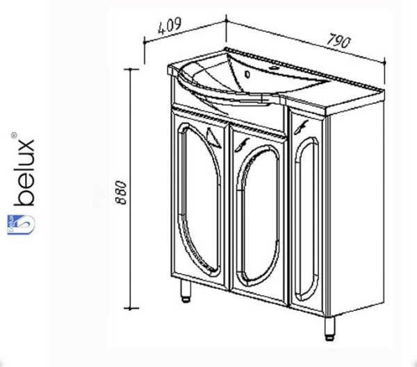 ЛИРА ЛР-800 Белюкс. Умывальник мебельный к тумбе.