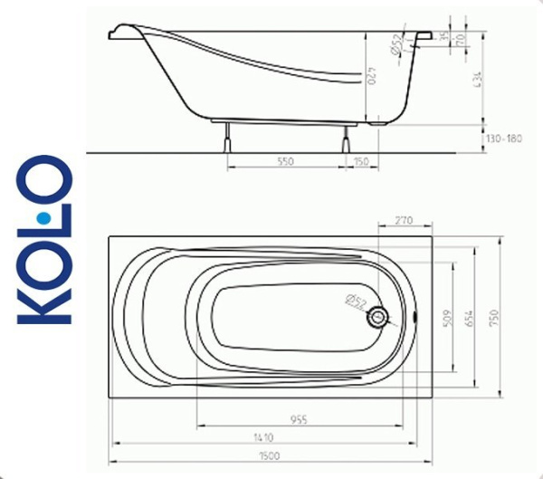 Фото Ванна прямоугольная Kolo SAGA 150x75