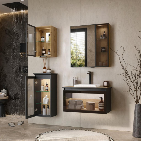 Strong 36 Полупенал подвесной EQUIL [рpSTRONG36.R/L-35], со столешницей, Дуб черный